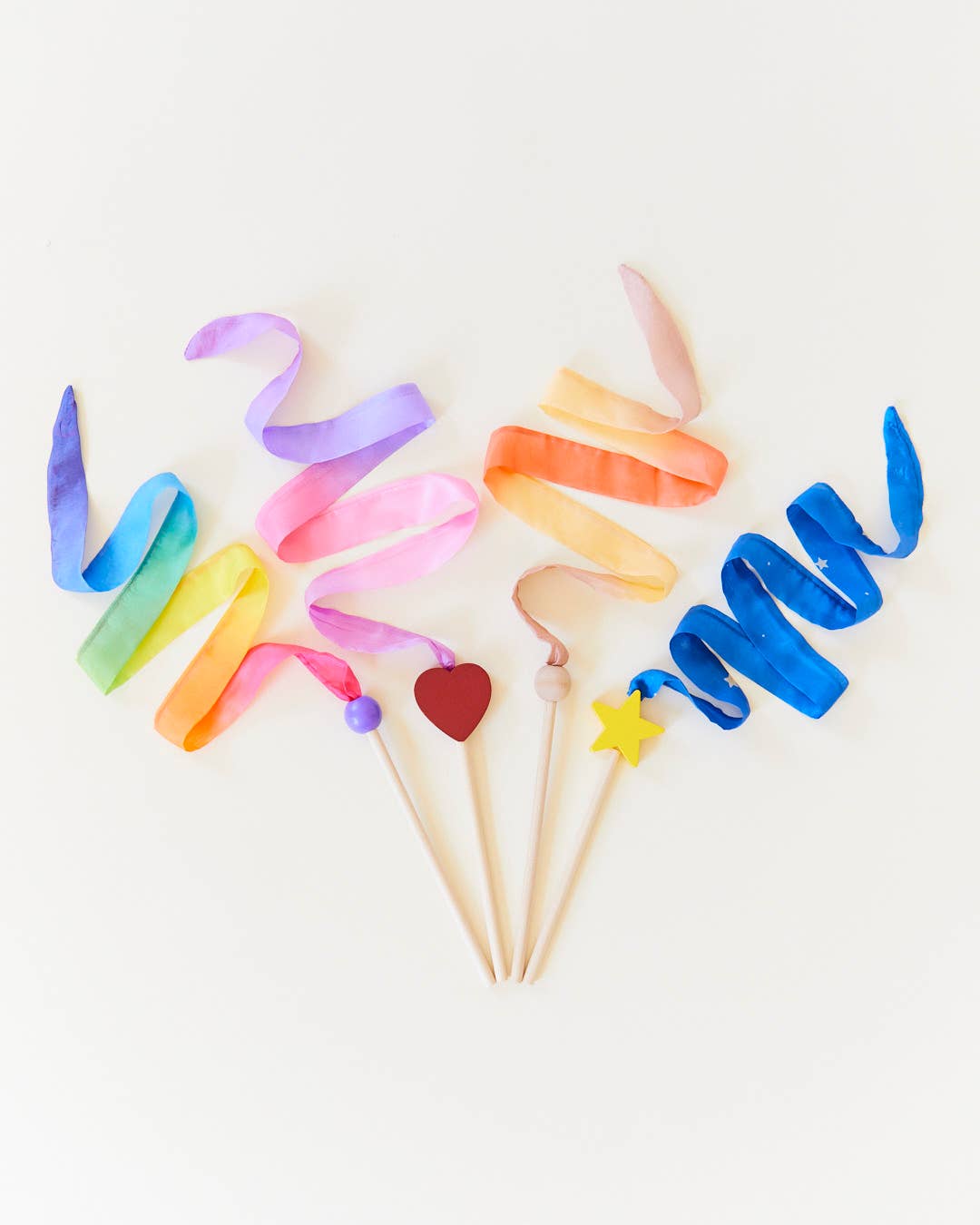 Silk & Wood Wand for Dancing, Dress Up & Pretend Play - Star