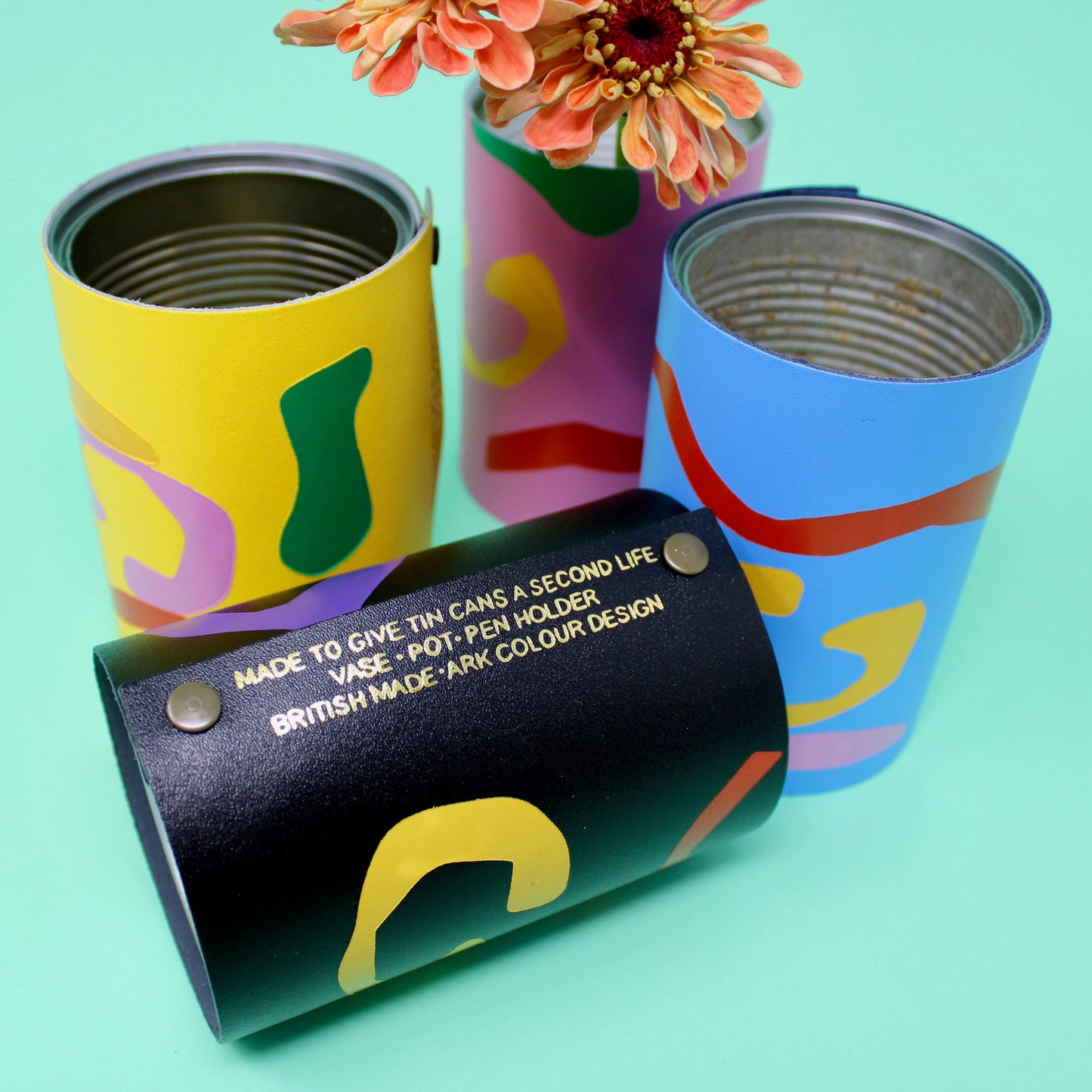 Abstract Leather Pot Wrap: Yellow