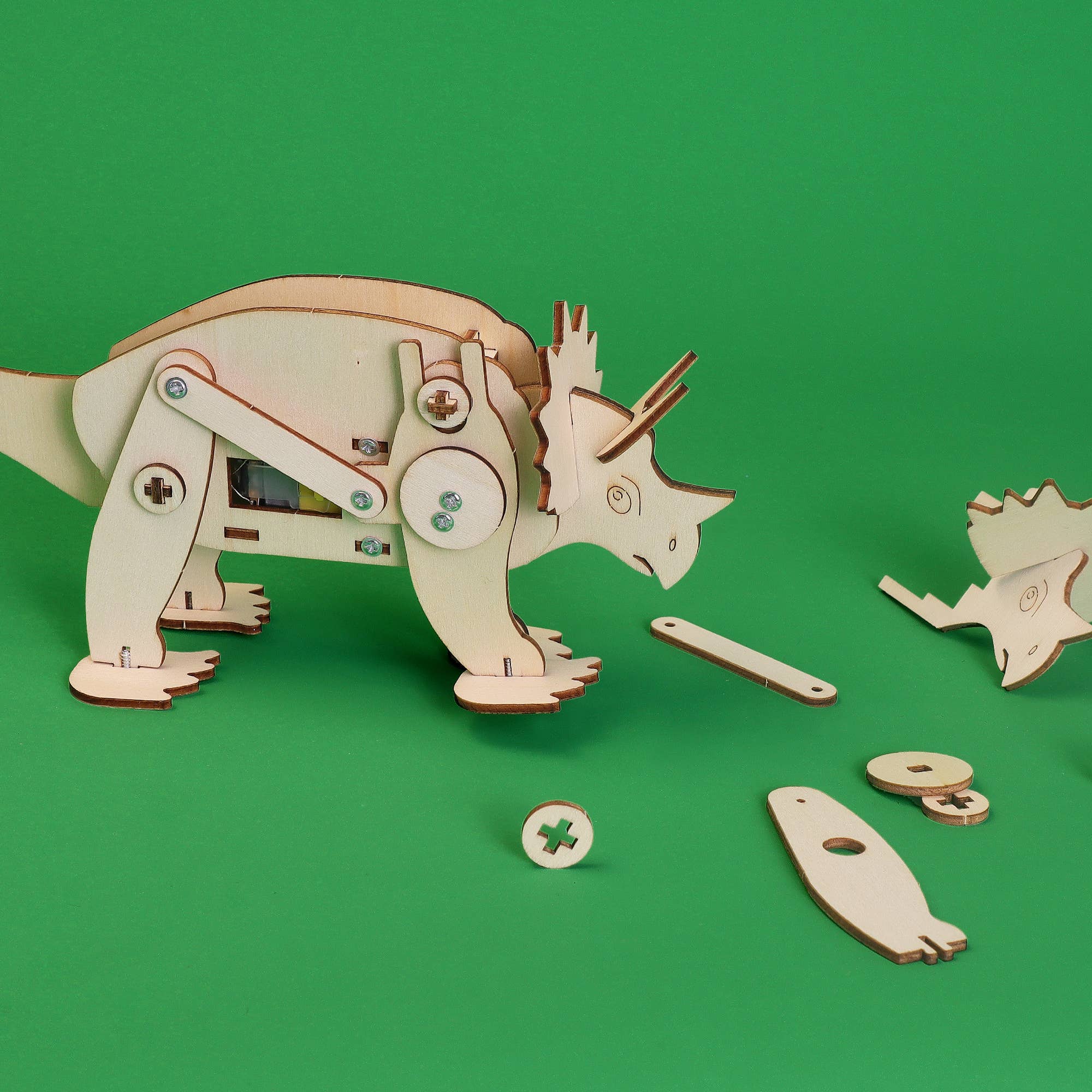 Dinosaur Robot DIY Kit - Triceratops, STEM Toy, Craft Kit