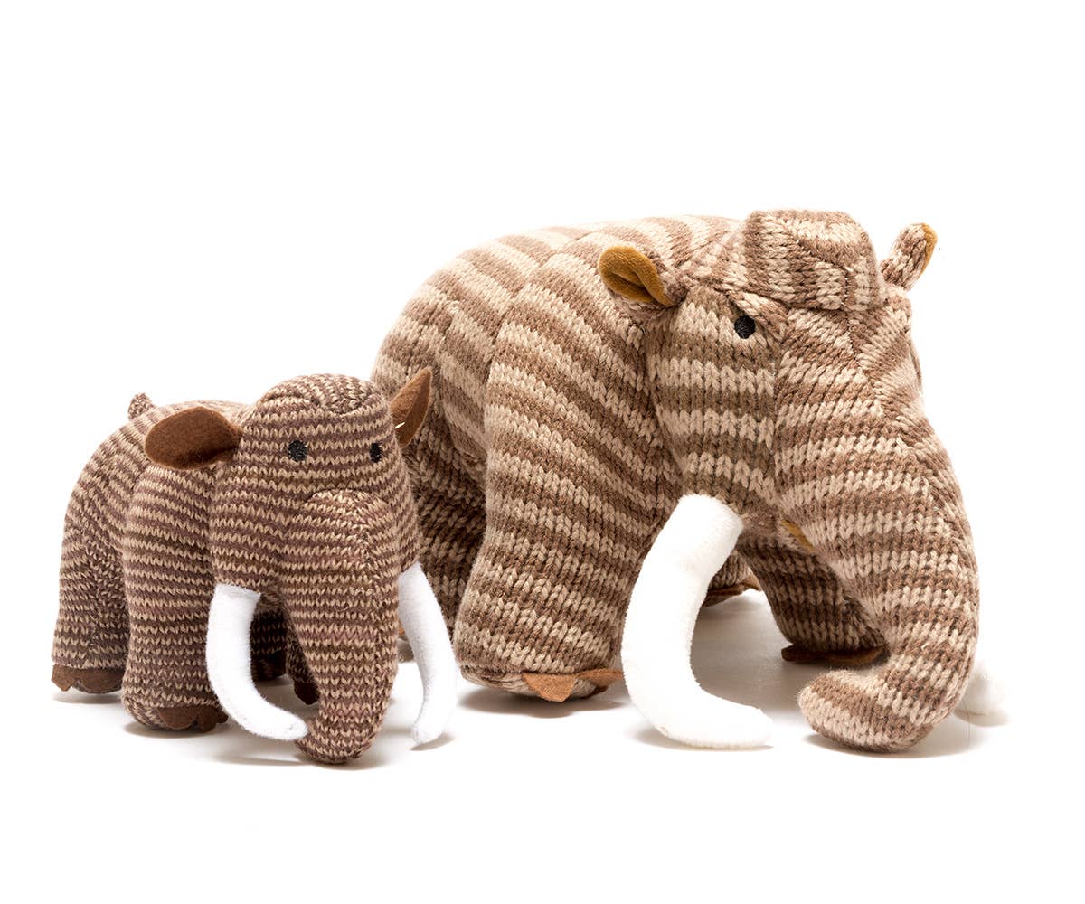 Knitted Woolly Mammoth Dinosaur Baby Rattle