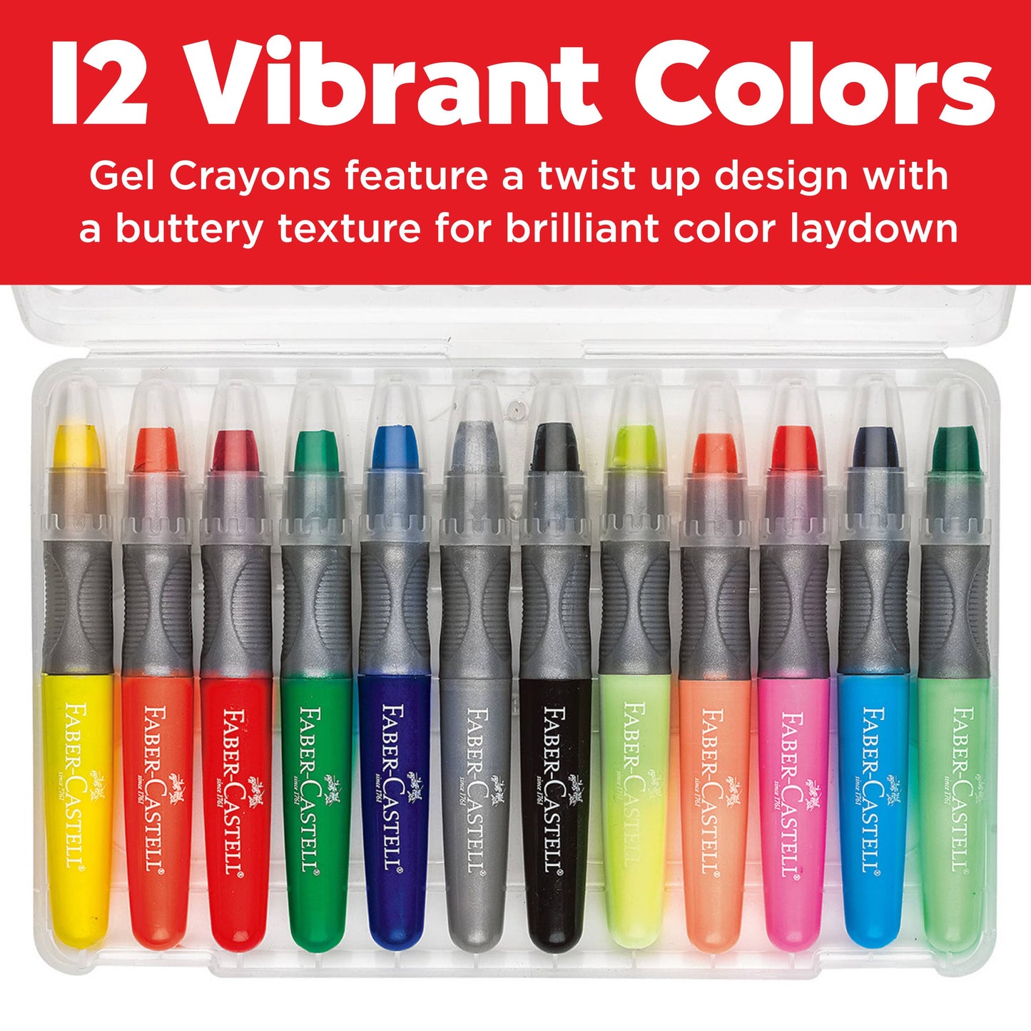 12 Super Soft Chunky Gel Crayons in Storage Case