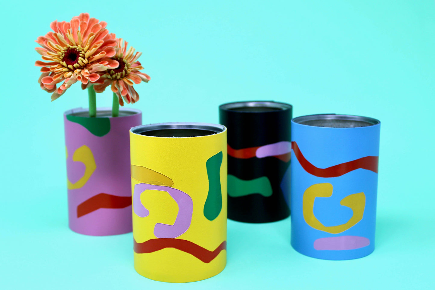 Abstract Leather Pot Wrap: Yellow