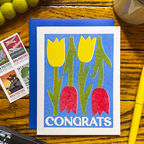 Congrats Tulips - Risograph Card