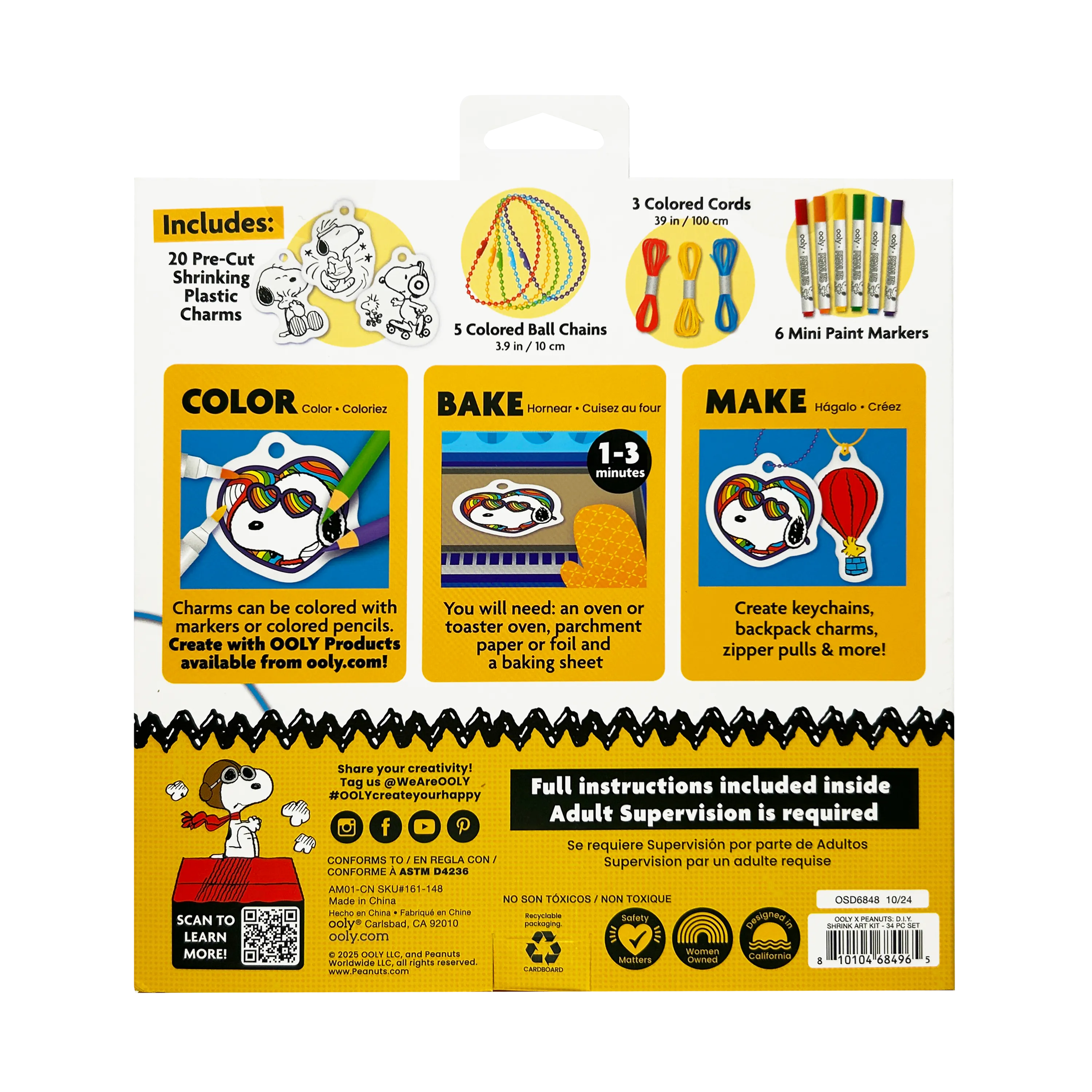 OOLY x Peanuts: D.I.Y. Shrink Art Kit & 6 Mini Paint Markers