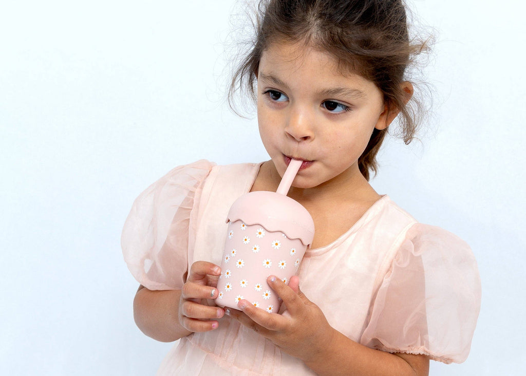 Pink Daisy Mini Smoothie Cup & Straw 200ml