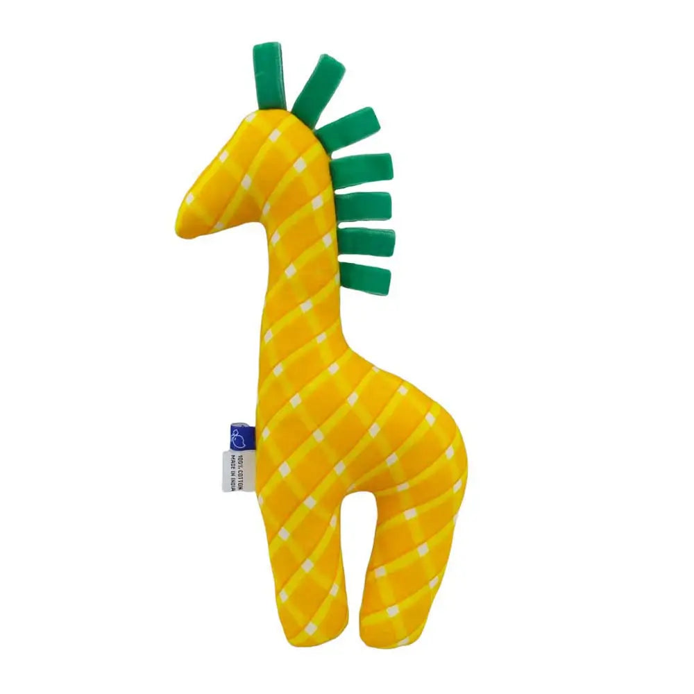 Cotton Ribbon Giraffe Stuffed Toy: Yellow Pink Blue