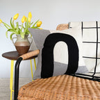 Cotton Knit Throw Blanket - Grid Black