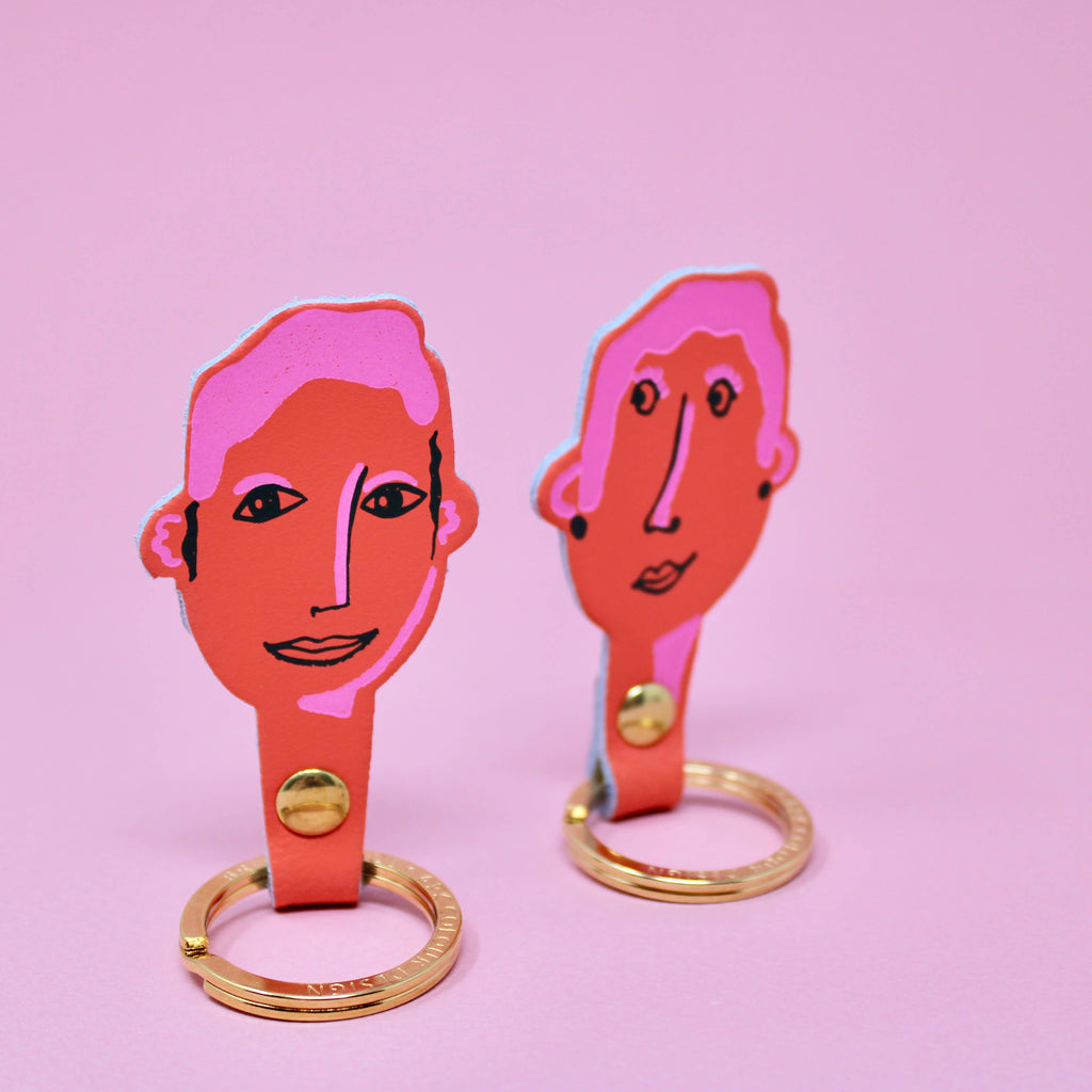 You & Me His and Her Key Fobs: You (Male) / Coral