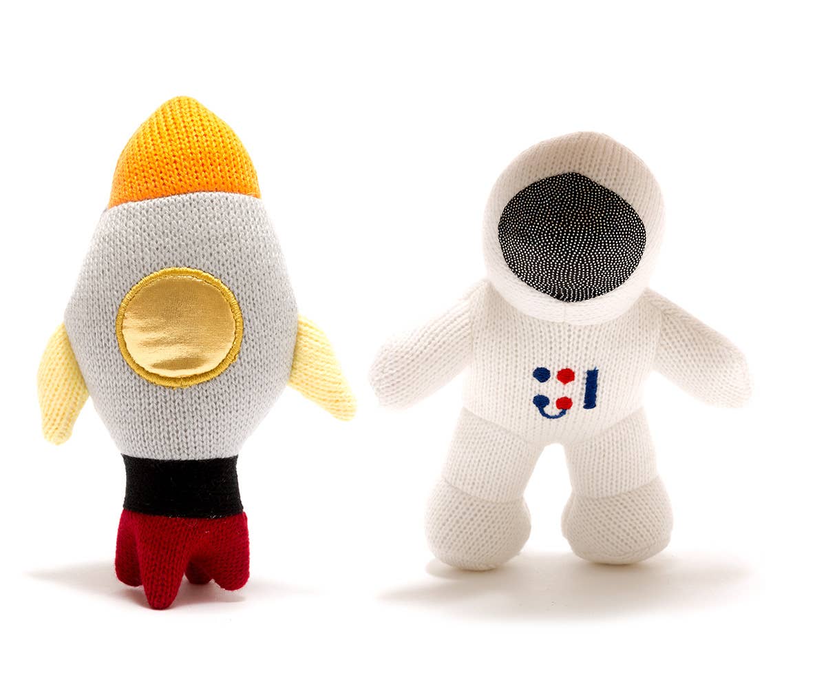 Knitted Astronaut Baby Rattle