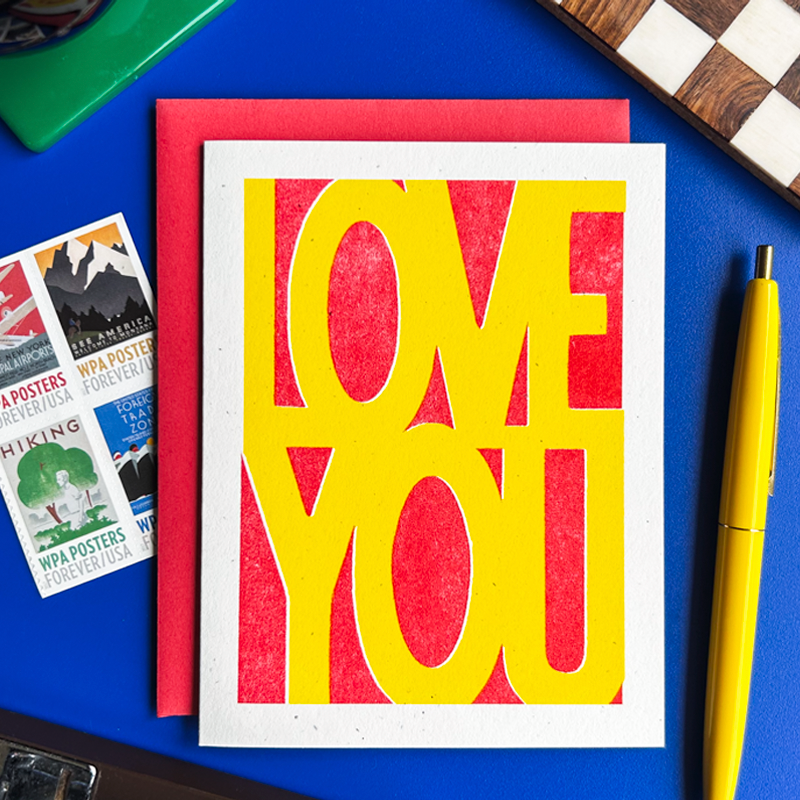 Love You - Risograph Card