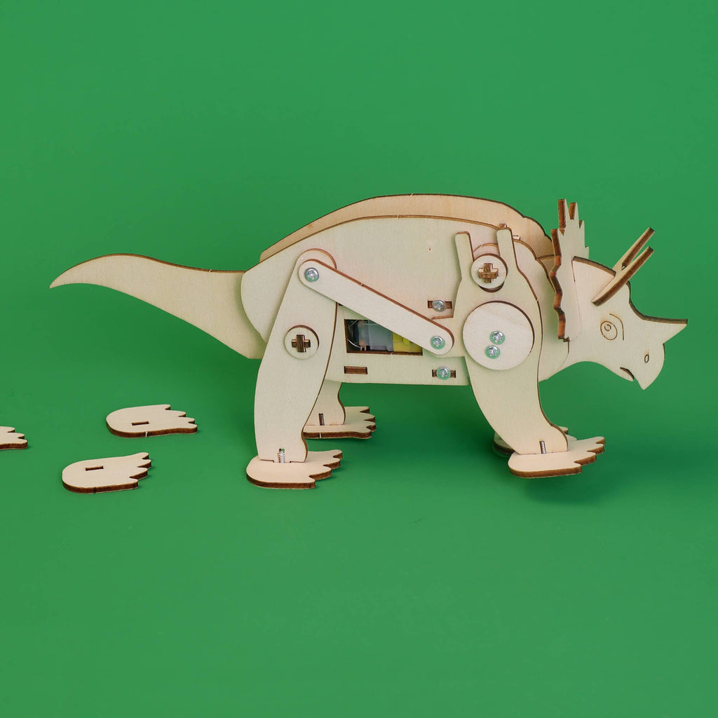 Dinosaur Robot DIY Kit - Triceratops, STEM Toy, Craft Kit