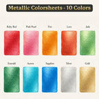 Metallic Colorsheets | 10 Watercolors | Portable Paint