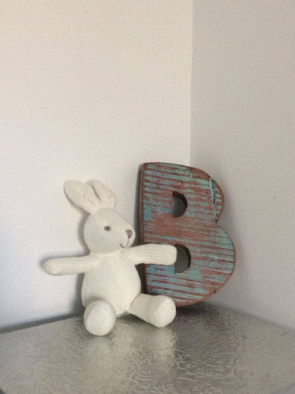 Knitted Organic Cotton White Bunny Baby Rattle