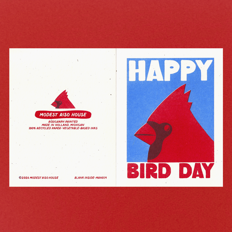 Happy Bird Day - Risograph Card