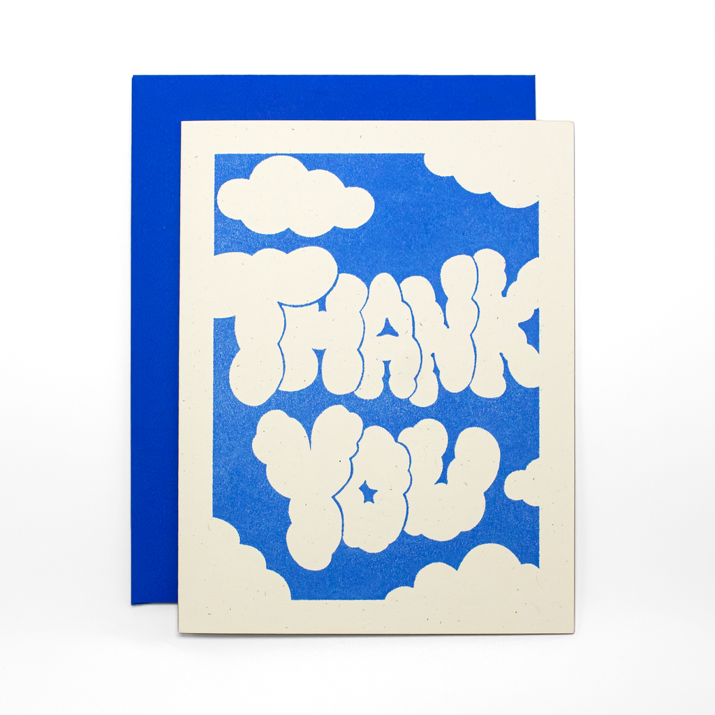 Thank You Clouds - Risograph Card