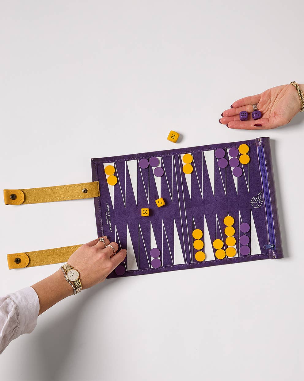 Portable Backgammon Set with Roll-Up Board