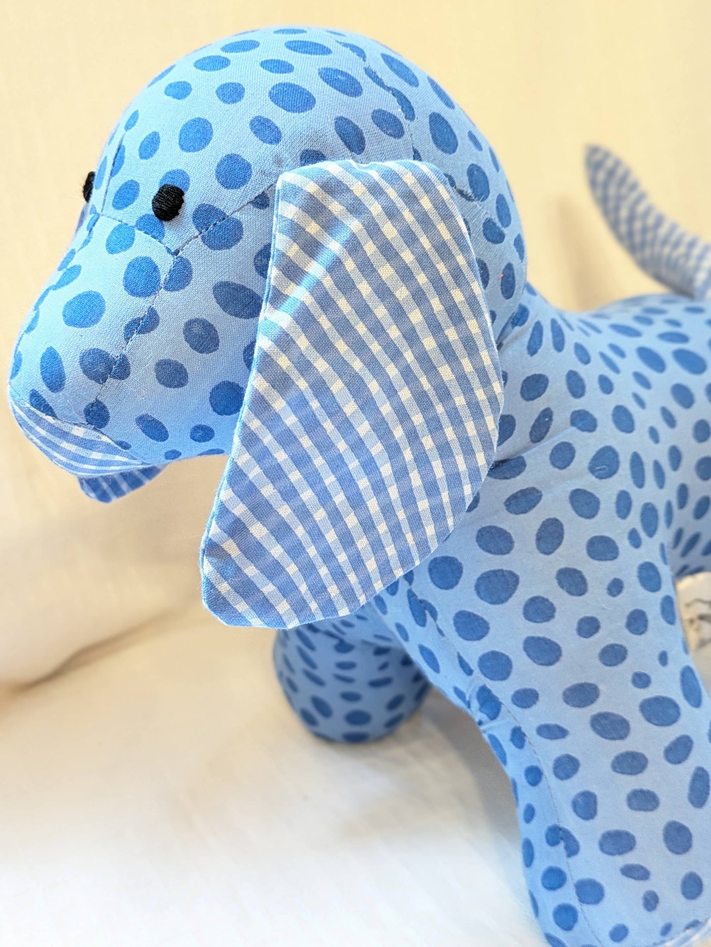 Cotton Puppy Stuffed Toy: Blue Polka Dot