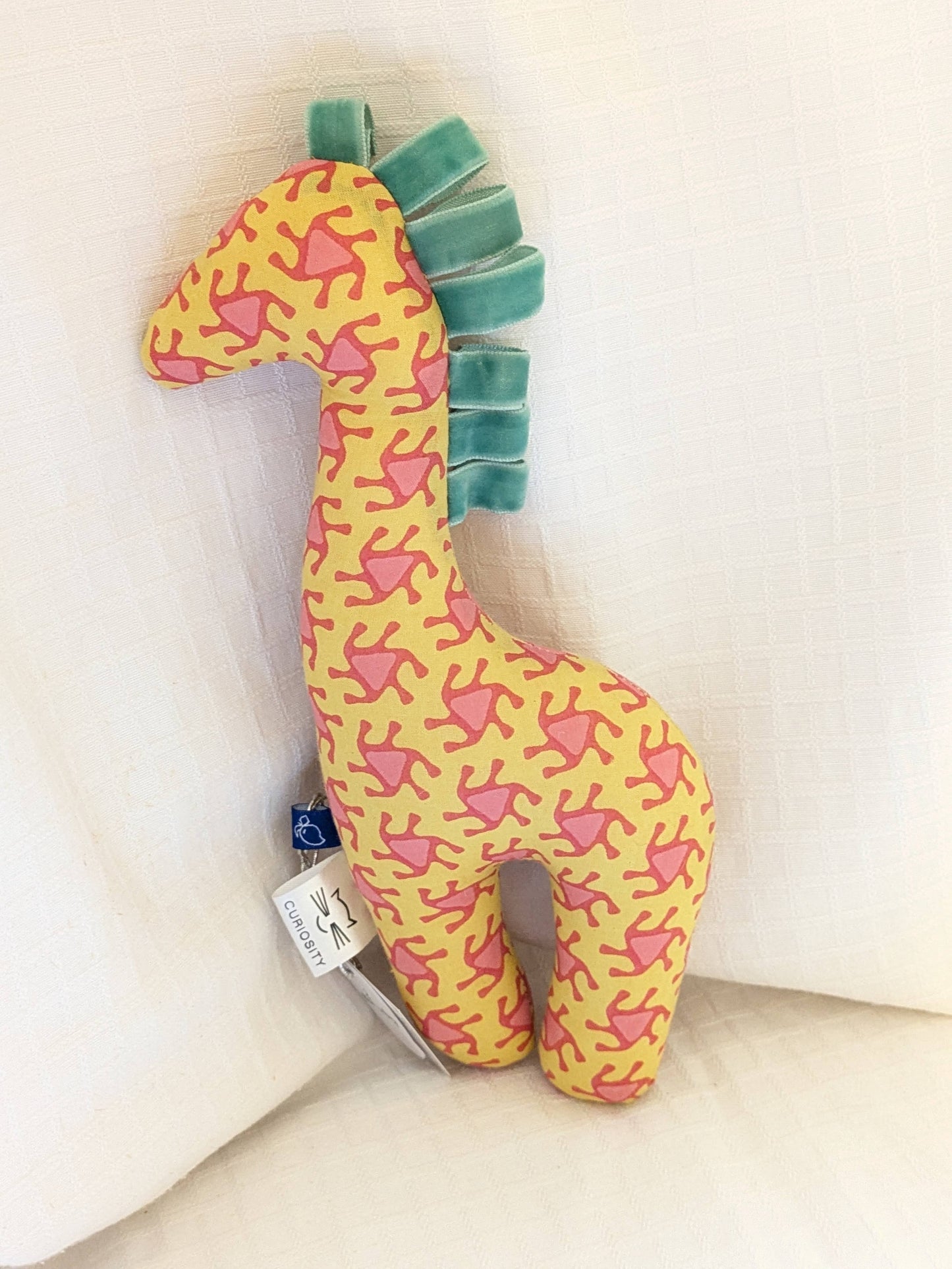 Cotton Ribbon Giraffe Stuffed Toy: Yellow Pink Blue