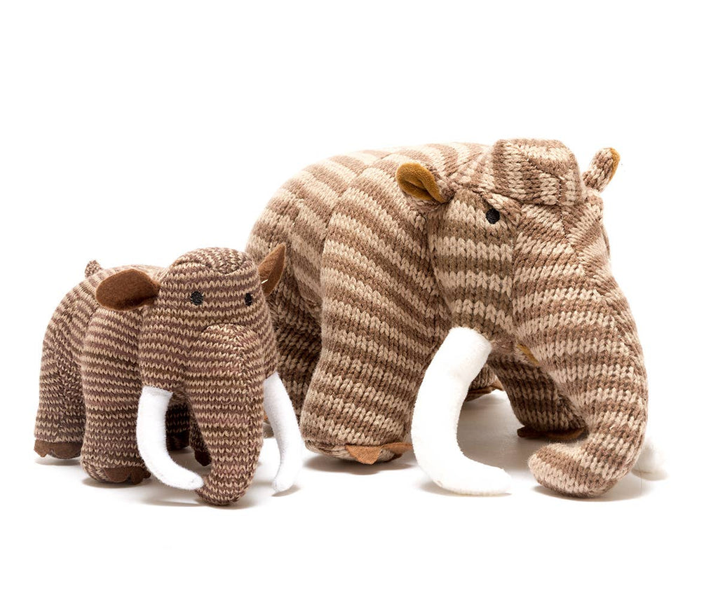 Knitted Woolly Mammoth Dinosaur Baby Rattle