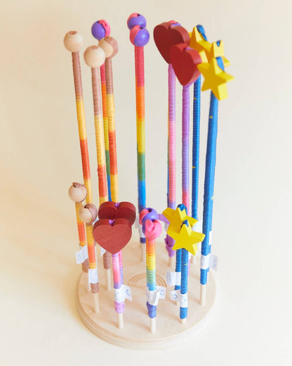 Silk & Wood Wand for Dancing, Dress Up & Pretend Play - Star