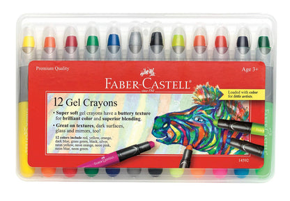 12 Super Soft Chunky Gel Crayons in Storage Case