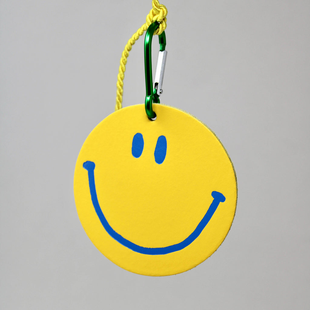 Happy Face Smilie Bag Tags: Coral