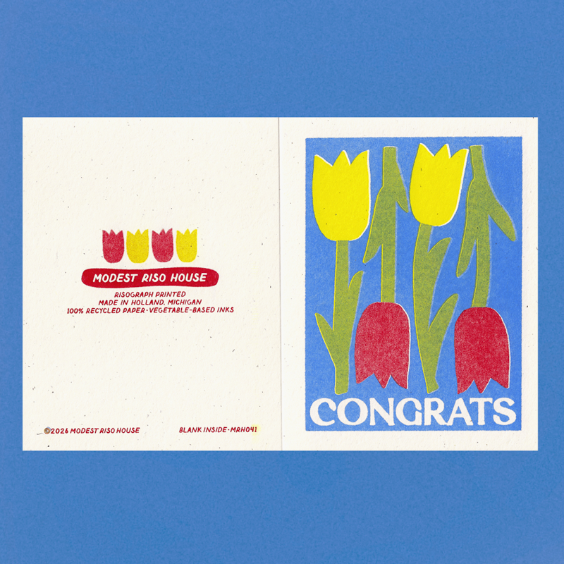 Congrats Tulips - Risograph Card