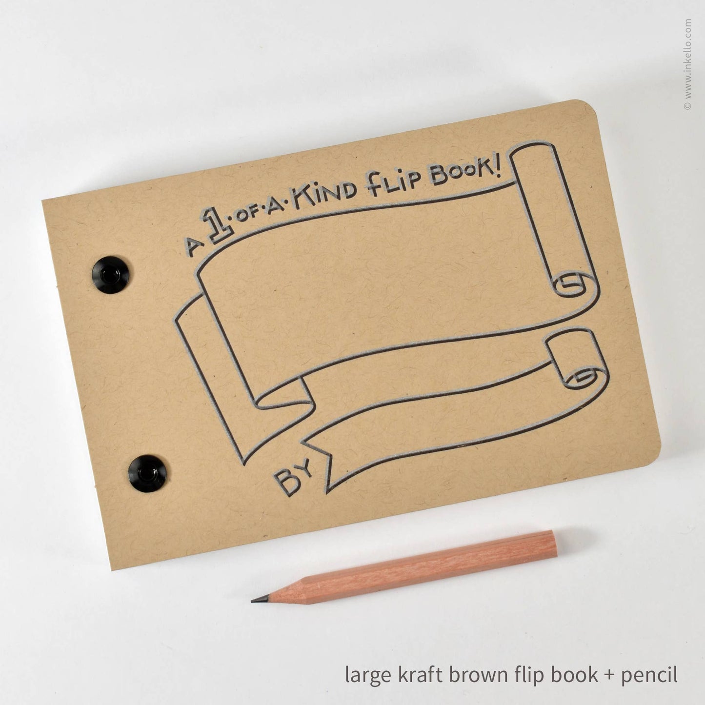 Draw-Your-Own Flip Book + Pencil (#316): Kraft Brown / Large