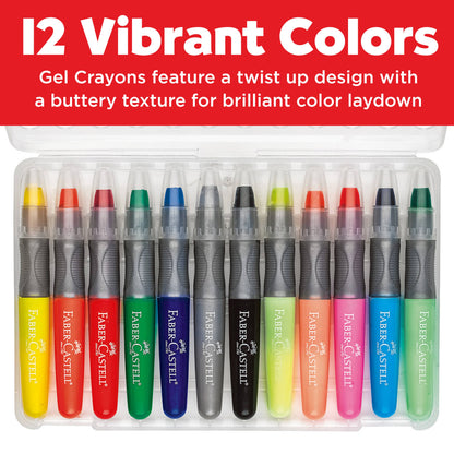 12 Super Soft Chunky Gel Crayons in Storage Case