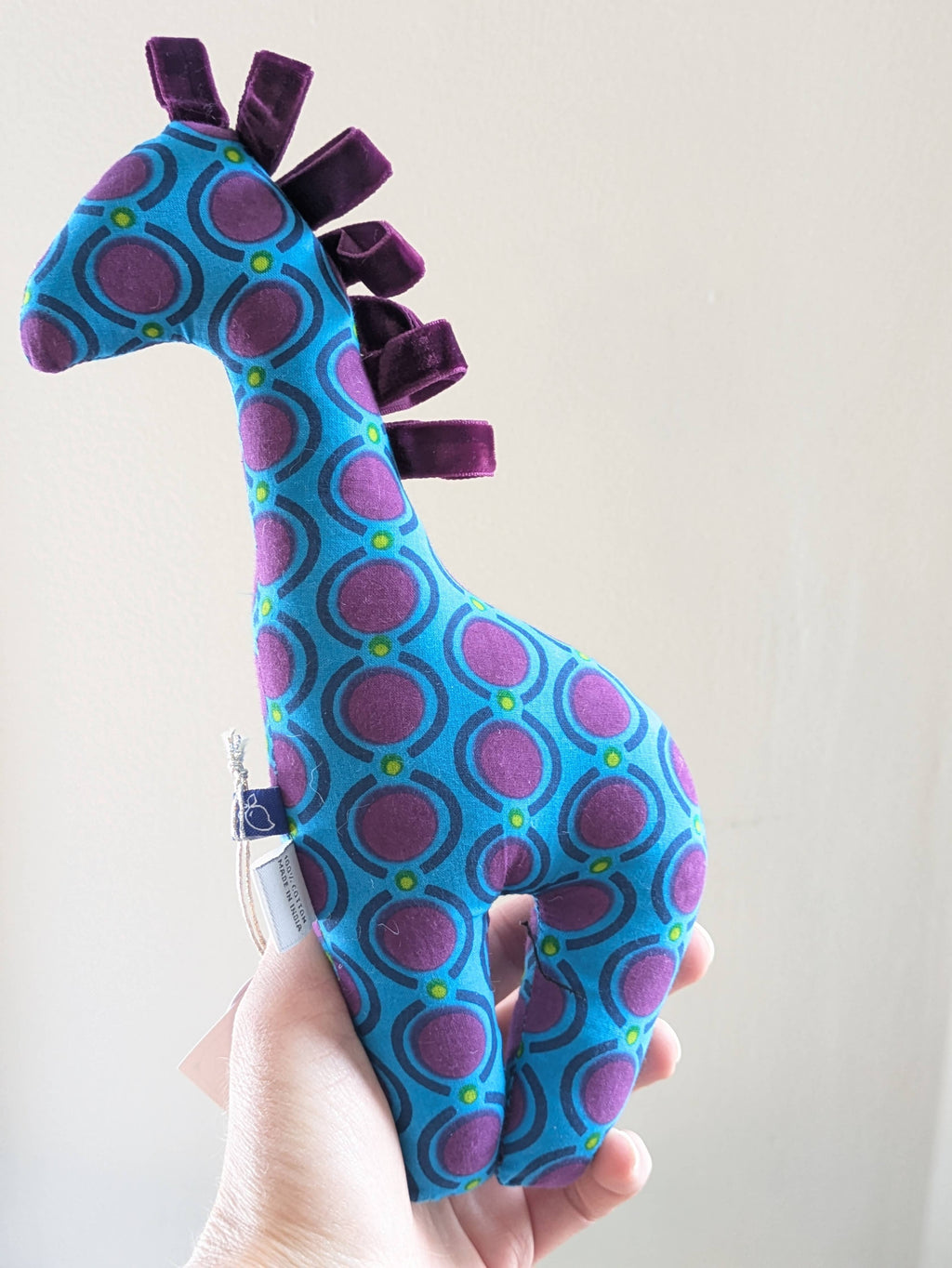 Cotton Ribbon Giraffe Stuffed Toy: Yellow Pink Blue