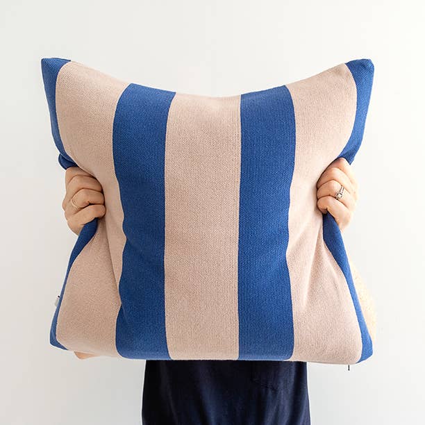 Cotton Knit Throw Pillow/Cushion Cover - Enkel Cobalt Blue