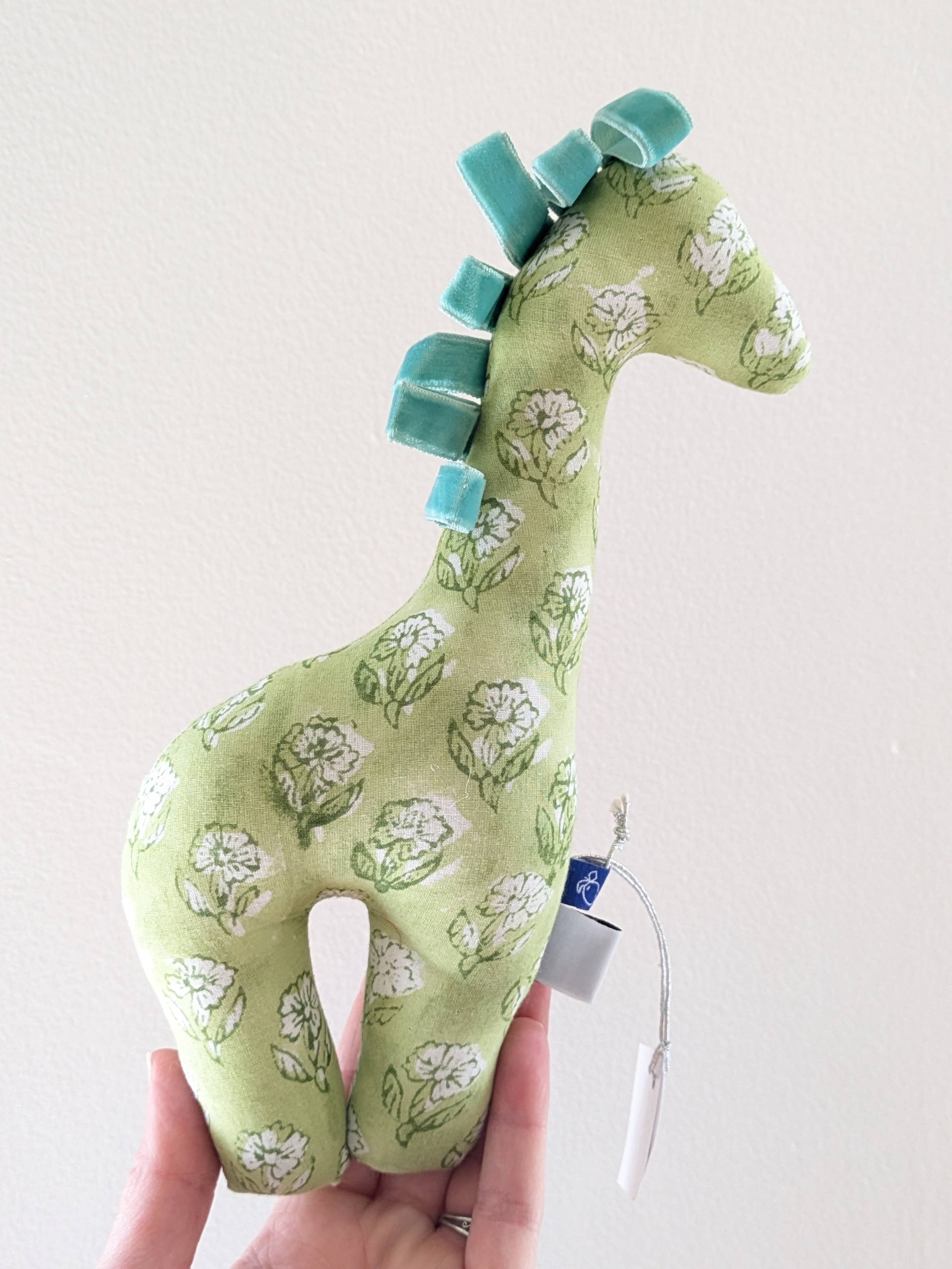 Cotton Ribbon Giraffe Stuffed Toy: Yellow Pink Blue