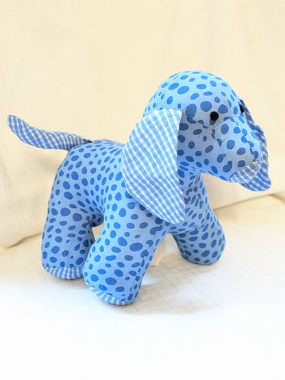 Cotton Puppy Stuffed Toy: Blue Polka Dot