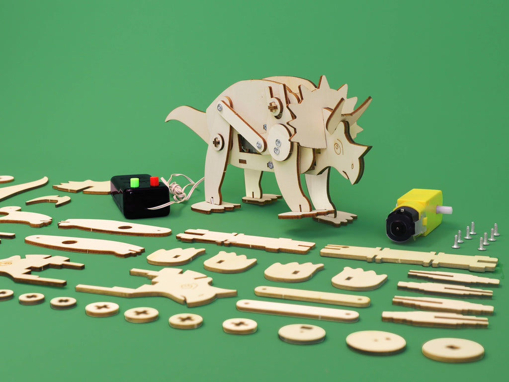 Dinosaur Robot DIY Kit - Triceratops, STEM Toy, Craft Kit