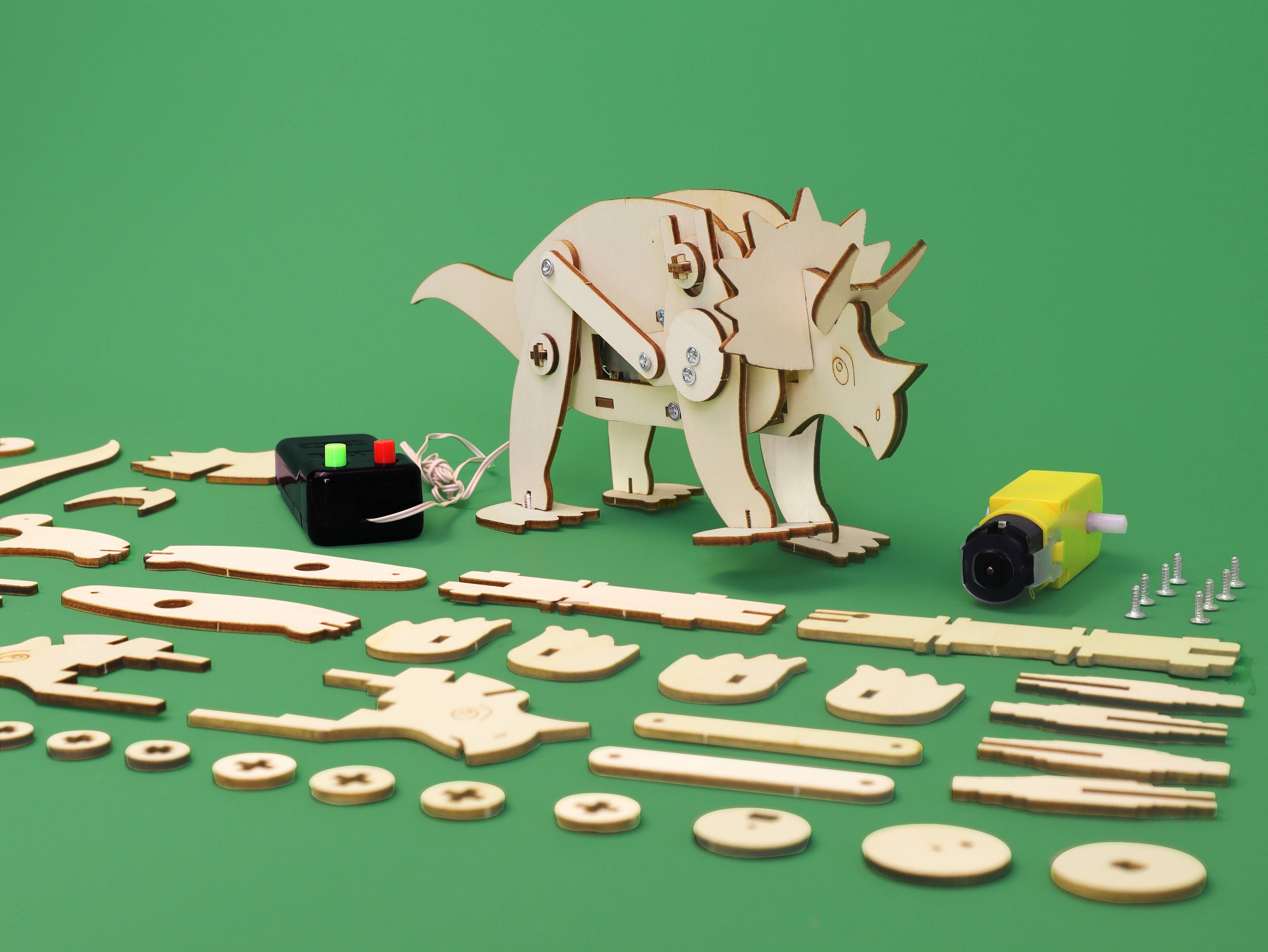 Dinosaur Robot DIY Kit - Triceratops, STEM Toy, Craft Kit
