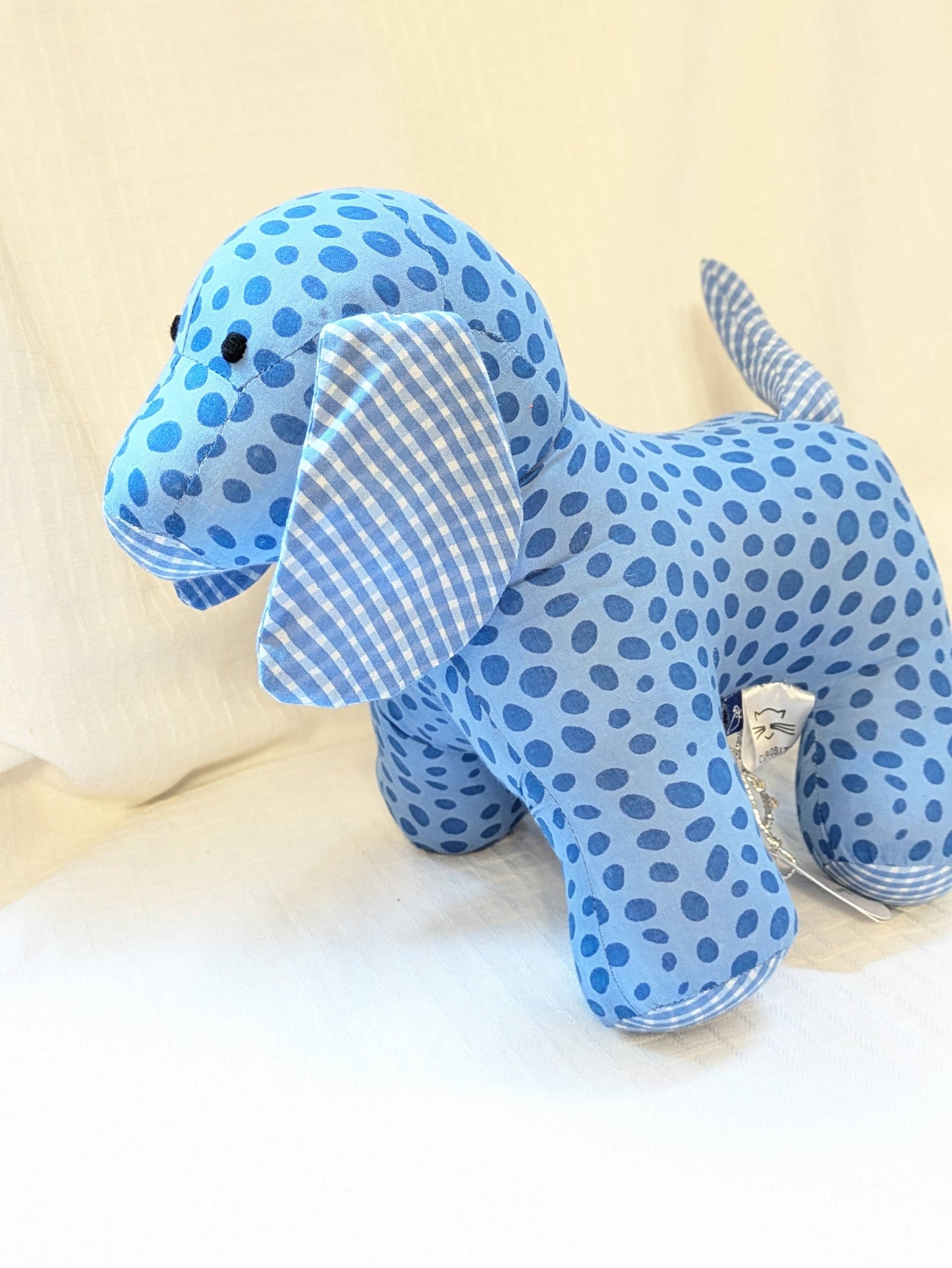 Cotton Puppy Stuffed Toy: Blue Polka Dot
