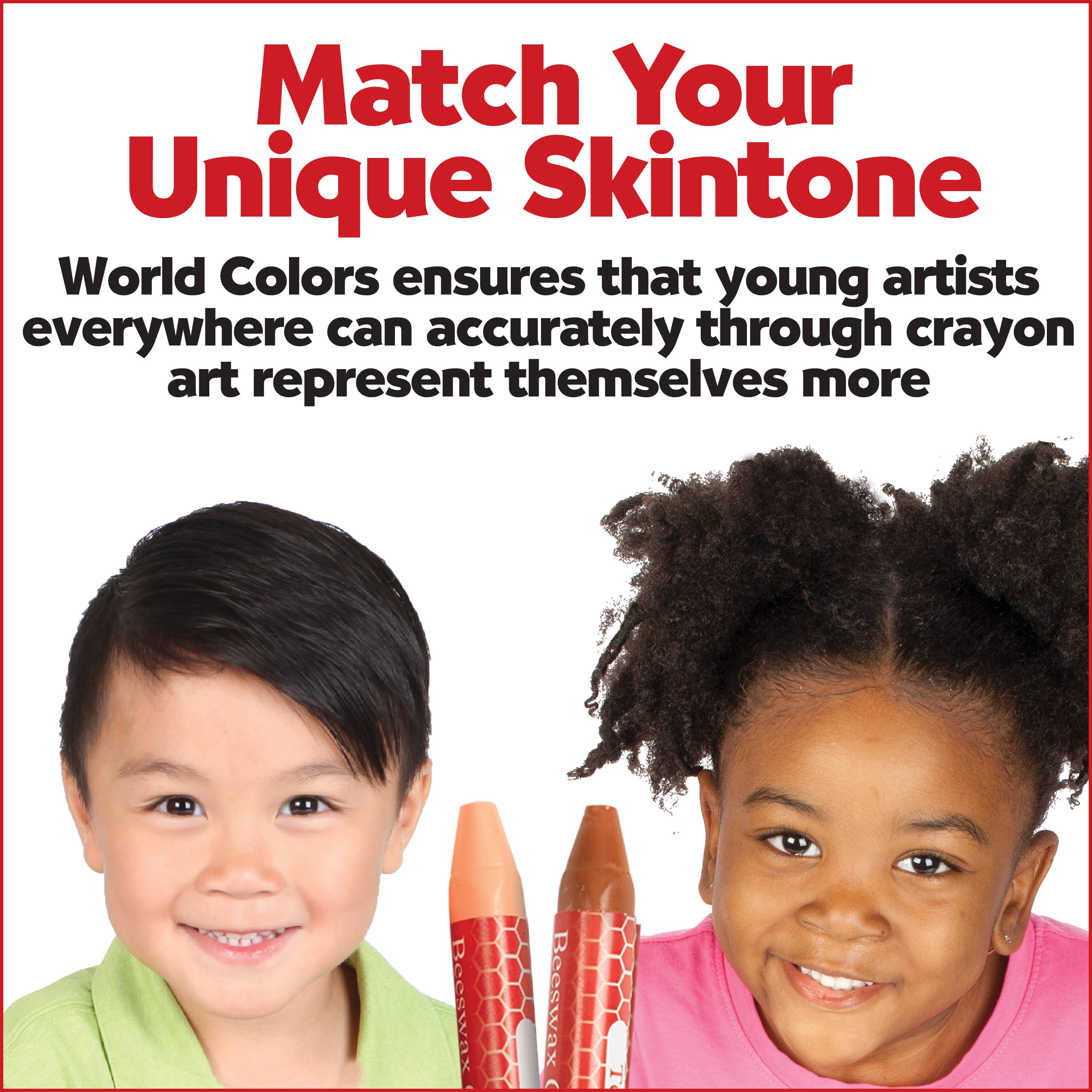 World Colors - 15 Beeswax Crayons with Skin Tones