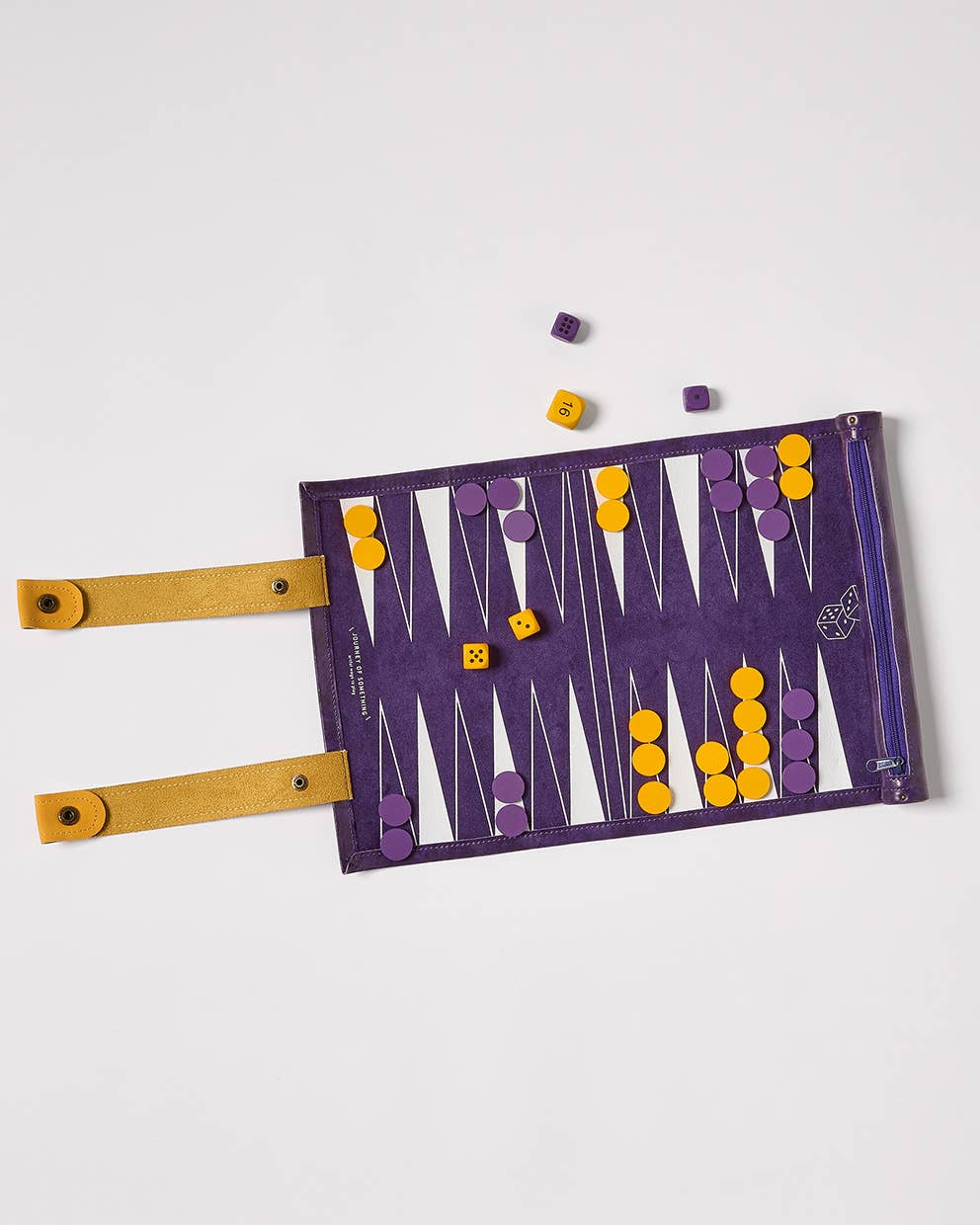 Portable Backgammon Set with Roll-Up Board