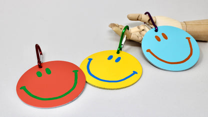 Happy Face Smilie Bag Tags: Coral