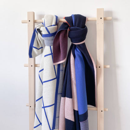 Cotton Knit Throw Blanket - Grid Cobalt