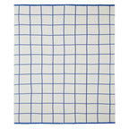 Cotton Knit Throw Blanket - Grid Cobalt