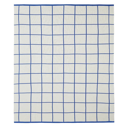 Cotton Knit Throw Blanket - Grid Cobalt