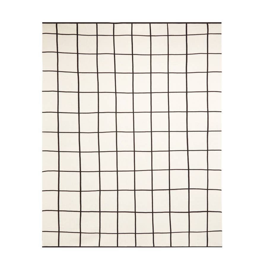 Cotton Knit Throw Blanket - Grid Black