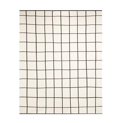 Cotton Knit Throw Blanket - Grid Black