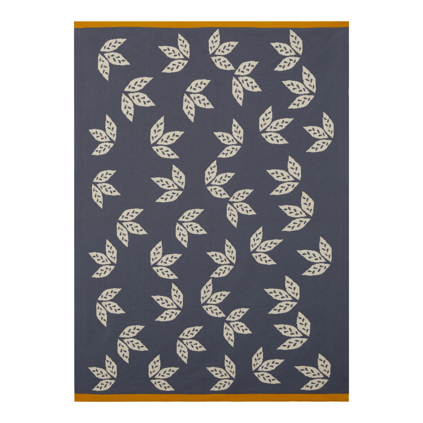 Cotton Knit Stroller/Pram Baby Blanket- Reversible Leaf Blue