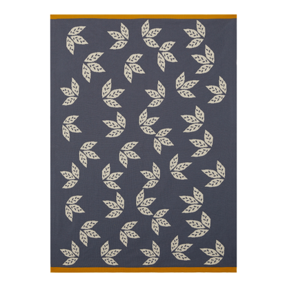 Cotton Knit Stroller/Pram Baby Blanket- Reversible Leaf Blue