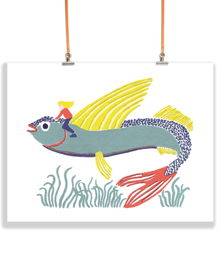 Flying Fish - Riso Print