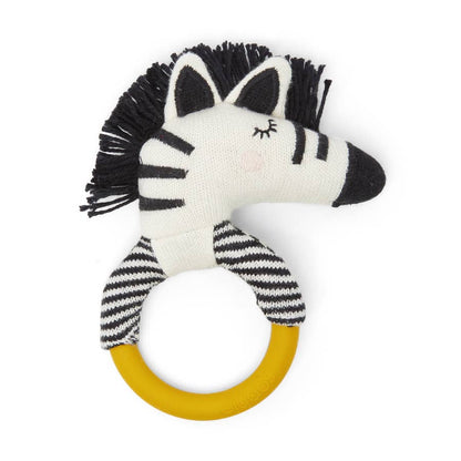 Cotton Knit & Silicone Teether Rattle - Zebra
