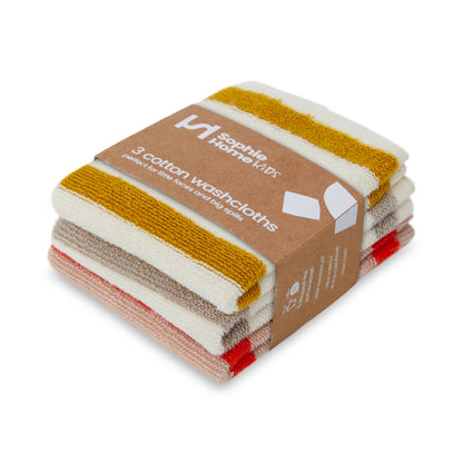 Resusable & Eco-Friendly Terry Washcloths - Striped Citrus