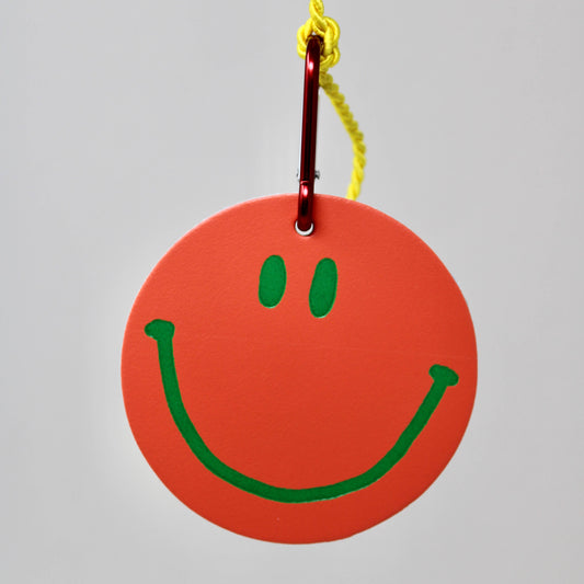 Happy Face Smilie Bag Tags: Coral